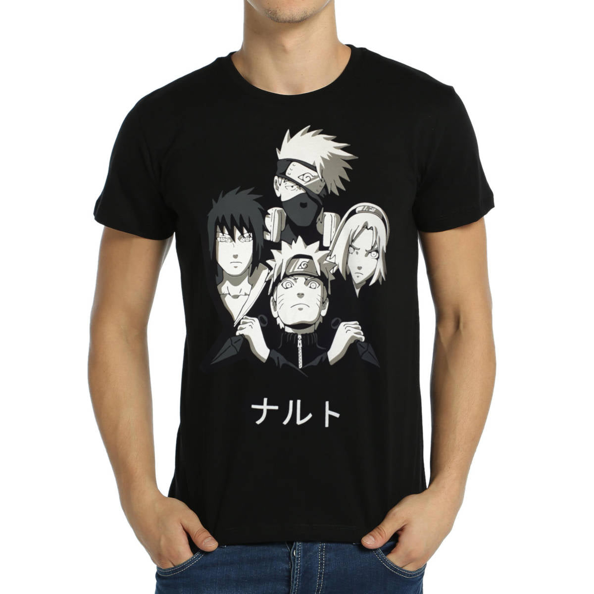 Naruto Kakashi Sasuke Sakura Team 7 Black Men's T-Shirt